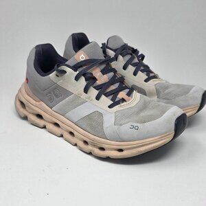 On Running Womens Cloudrunner Running Shoe Size 8 Gray Peach Tan Sneaker Low Top